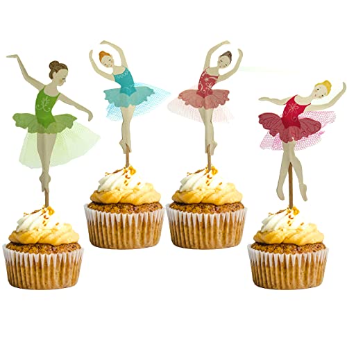 24 Pezzi Decorazioni per Torta da Ballo per Ragazze di Balletto, Decorazioni per Cake Toppers per Torte da Ballerina per Compleanno, Matrimonio