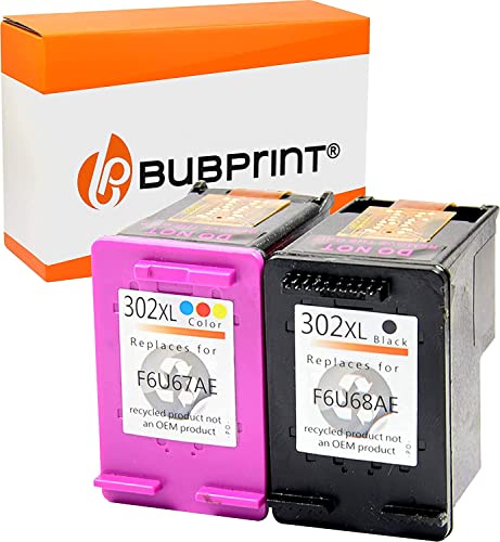2x Bubprint Cartucce di inchiostro compatibili per HP 302 302XL DeskJet 3636 2130 3630 1110 Envy 4525 4520 OfficeJet 3831 3830 4655 Stampante multifunzione