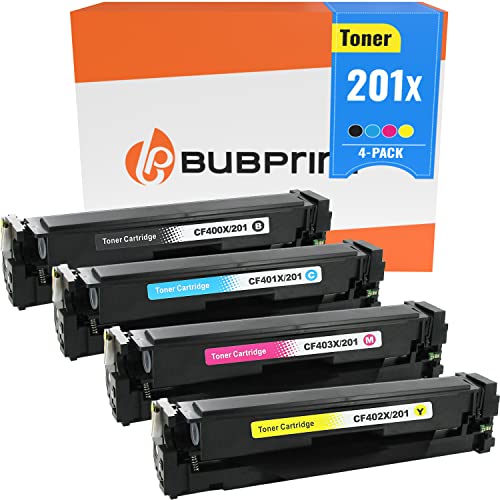 4 Bubprint Cartucce Toner compatibili per HP CF400X CF401X CF402X CF403X 201A 201X per Color Laserjet MFP M277DW M277N M270 M252DW M252N M274DN M274N Multipack