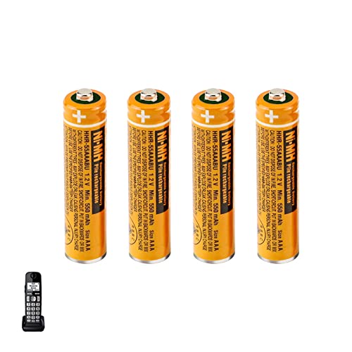 4 x batterie ricaricabili HHR-55AAABU NI-MH per Panasonic 1.2V, batteria AAA 550mAh per telefoni cordless