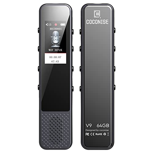 64GB Registratore Vocale Digitale Professionale, COCONISE 3072Kbps ...