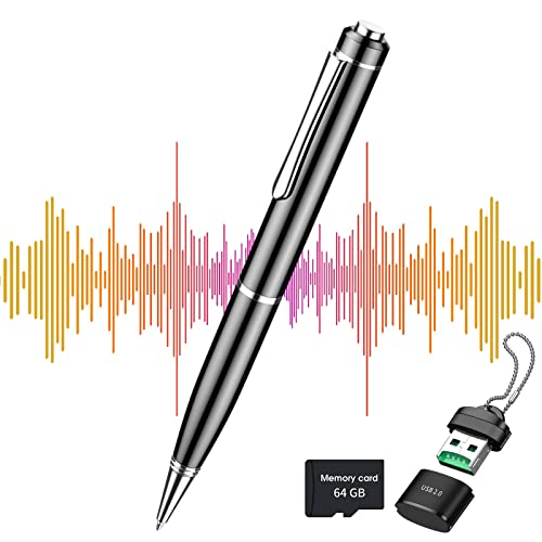64GB Registratore Vocale Portatile - Registratore USB avanzato per Interviste, Lezioni, Conferenze, Riunioni, Attivazione Vocale di Registratore Vocale con Riproduzione MP3, Ricaricabile