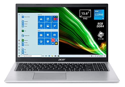 Acer Aspire 5 A515-56-566X PC Portatile, Notebook, Intel Core i5-1135G7, RAM 8 GB DDR4, 512 GB PCIe NVMe SSD, Display 15.6  FHD LED LCD, Scheda Grafica Intel Iris Xe, Windows 10 Home, Silver