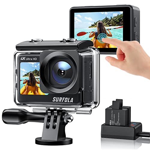 Action Cam 4K 60fps 24MP Dual Screen WiFi EIS Anti-shake, Vlog Cam 8X Zoom Touch Screen Fotocamera Subacquea Impermeabile con Telecomando, Kit Accessori Casco