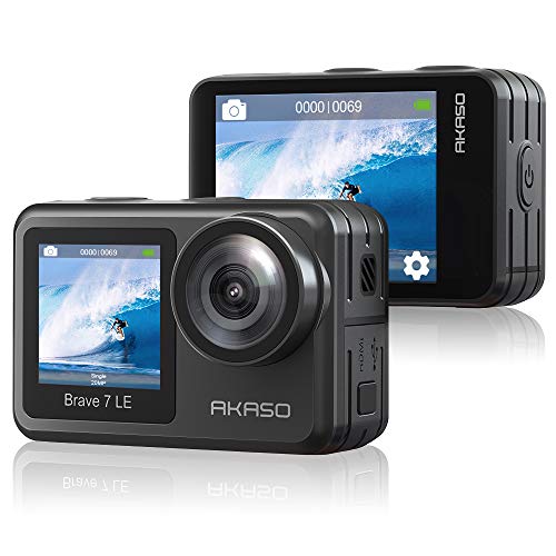 AKASO Brave 7 Le Action Cam 4K30FPS 20MP WiFi,Fotocamera Sportiva con Touch Screen IPX7 Resistente all Acqua,Fotocamera Impermeabile con Doppio Schermo e Telecomando per Nuoto,Surf e Immersioni