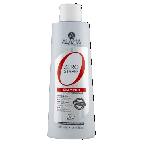 Alama Professional Zero Stress Shampoo Anticaduta, Shampoo Rinforzante e Volumizzante per Capelli Fragili e Deboli, con Tricodensicare, Estratto di Rosmarino e Proteine del Grano, 300ml