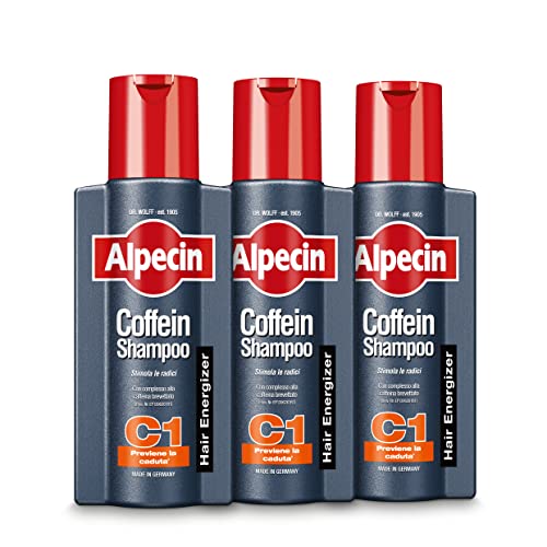 Alpecin Coffein Shampoo C1 3 x 250 ml | Shampoo Naturale crescita dei capelli Uomo | Shampoo anticaduta uomo | Alpecin Coffein Shampoo contro la comune caduta dei capelli…
