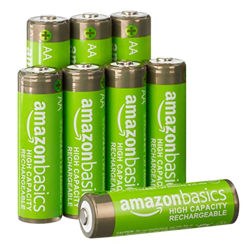 Amazon Basics - Batterie AA ricaricabili, ad alta capacità, 2400 m...