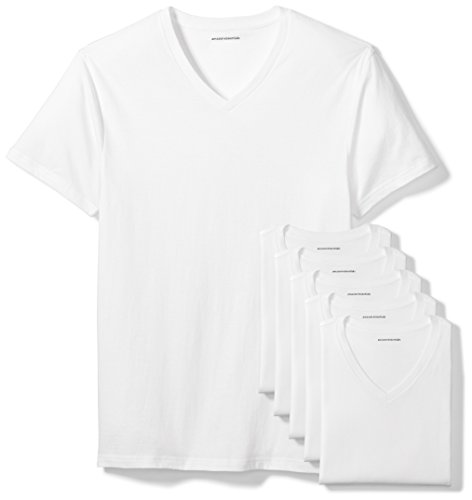 Amazon Essentials Maglietta con Scollo a V Uomo, Pacco da 6, Bianco, XL