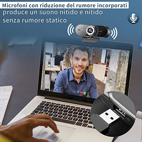 Angetube Webcam HD 1080P, webcam del PC con microfono Denoising, Pr...