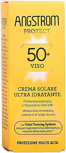 Angstrom Protect Crema Solare Viso, Protezione viso 50+ con Azione Ultra Idratante, Nutriente e Duratura, Indicata per Pelli Sensibili, 50 ml