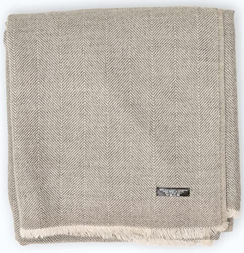 Annapurna - Coperta in lana di cashmere al 100%, 125 cm x 250 cm, tessuta a mano in Nepal, di lusso, ideale come coperta per divano e letto, colore grigio chiaro