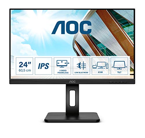 AOC 24P2C - Monitor docking USB-C da 24 , regolabile in altezza (1920 x 1080, 75 Hz, HDMI, DisplayPort, USB-C, hub USB, colore: Nero