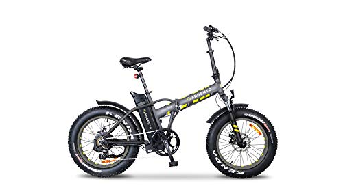 Argento Bicicletta elettrica Minimax Ruote Fat Pieghevole, Unisex Adulto, Silver, 42