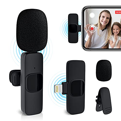 ASCOZY Microfono Lavalier Wireless per iPhone iPad, 2.4GHz Mini Plug-Play Microfono Wireless per YouTube, Facebook Live Stream Vlogger Intervista (senza app o Bluetooth)