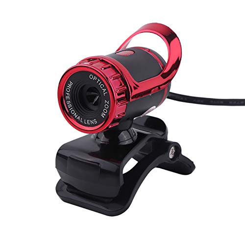 ASHATA Webcam 480P, videocamera PC HD con Clip, Microfono Incorporato, Pixel 12,0 M, Rotazione a 360 ° per Computer Desktop Portatile, Plug And Play per Trasmissione Video Youtube(Rosso)