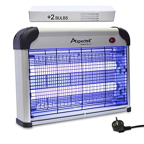 ASPECTEK Lampada Antizanzare 20 Watt con Luce UV e Cassetto Raccogl...