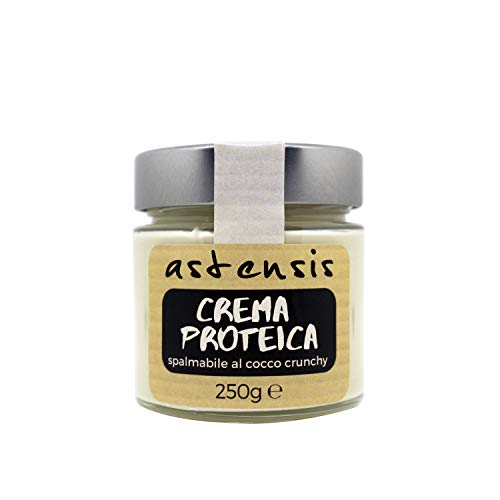 Astensis - Crema Proteica Cocco Artigianale - Crema Spalmabile Bianca Senza Zucchero Proteica 25% al gusto Cocco Con Proteine Del Latte 25%