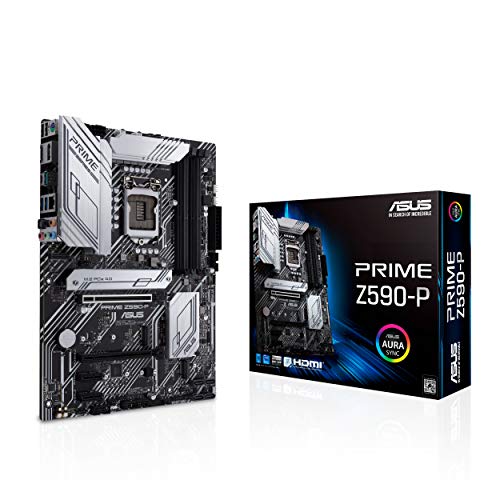 ASUS PRIME Z590-P, Scheda madre Intel Z590 ATX con PCIe 4.0, 3x slot M.2, 11 fasi DrMOS, HDMI, DP, Lan 2.5 Gb, USB 3.2 Gen 2x2 Type-C, supporto Thunderbolt 4, Aura Sync RGB