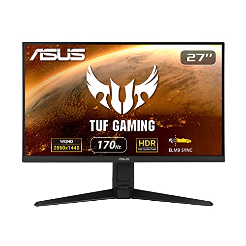 ASUS TUF Gaming VG27AQL1A Gaming Monitor, 27  WQHD (2560 x 1440), IPS, 170 Hz (above 144Hz), ELMB SYNC, Adaptive-sync, G-Sync compatible ready, 1 ms (MPRT), 130 % sRGB, HDR