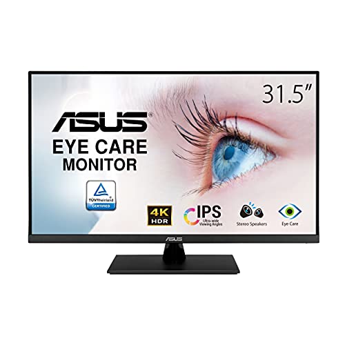 ASUS VP32UQ Eye Care Monitor – 31,5 pollici, 4K UHD (3840 x 2160), IPS, 100% sRGB, HDR-10, Adaptive-Sync, DisplayPort, HDMI, Flicker Free, filtro luce blu, montabile a parete