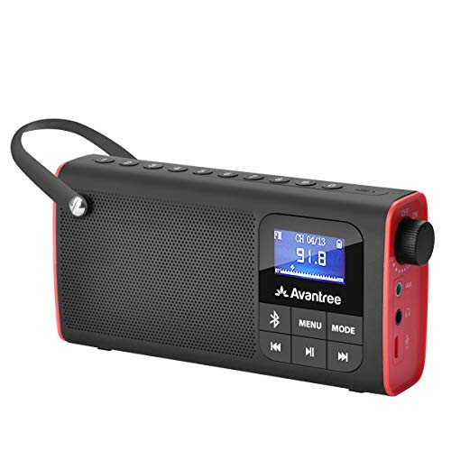Avantree SP850 Mini Radio Portatile FM, Radiolina Tascabile con Batteria Ricaricabile, Cassa Audio Altoparlanti Bluetooth e SD Card Mp3 Player tutto 3 in 1, Auto Scansione & Memorizzazione