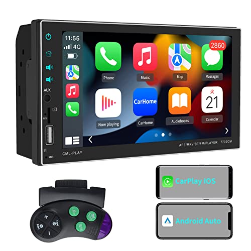AWESAFE Autoradio 2 Din con Apple CarPlay e Android Auto, 7 Pollici Car Radio Bluetooth MP5 FM AM RDS USB SWC, Stereo Supporto per Siri Assistente Vocale