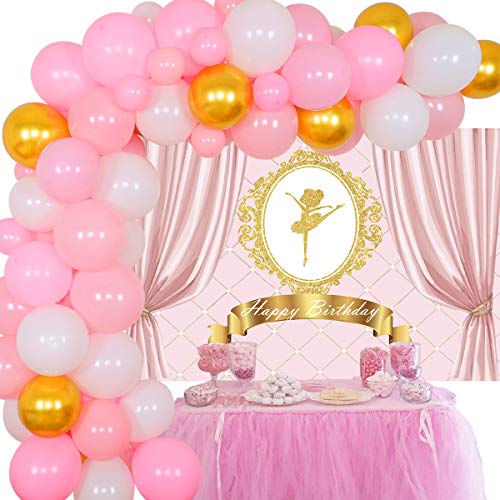 Ballerina decorazioni per feste di compleanno per ragazza palloncino ghirlanda kit rosa ballerina sfondo balletto tutu forniture per feste di compleanno