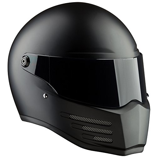 Bandit Helmets Fighter ECE 22–05 - Casco integrale approvato, vetroresina, fibra di vetro, casco da motociclista, Donna Uomo, 1, nero, S(55 56)