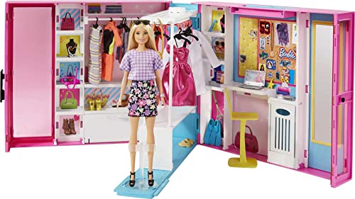 Barbie L Armadio Dei Sogni - Con Bambola Barbie Bionda - Specchiera - Oltre 25 Vestiti e Accessori Barbie - 60 Cm - Regalo per Bambini dai 3+ Anni