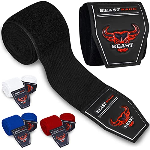 Beast Rage Bendaggi Boxe Fasce Elasticizzate Kick Boxing Pugni Muay Thai MMA di Arti Marziali interiori Hand Wraps Nero Rosso Blu Bende Boxe