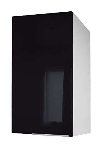 Berlenus CP4HN - Mobile da cucina alto, 1 sportello, 40 cm, colore: Nero lucido