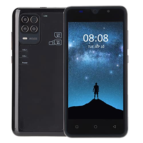 Bewinner Smartphone Sbloccato 8 PRO, Schermo Full HD da 5 , 512 MB + 4 GB, Cellulare Sbloccato Ultra Sottile per Android 4.4.2, Batteria da 1500 mAh, Smartphone Prepagato Dual SIM(Nero)