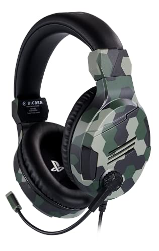 Bigben Cuffie Gaming V3 PS4 PS5 Ufficiale Sony PlayStation, Camouflage Verde