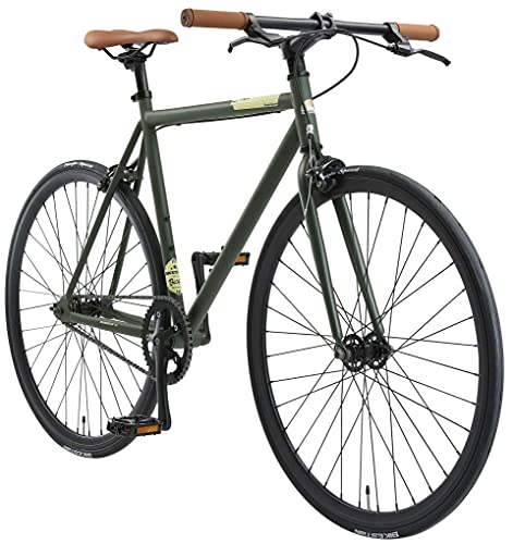 BIKESTAR Bici da Città Citybike Single Speed Fixie 28  | CTB Bici da Strada Telaio 53 cm Retro Vintage | Verde