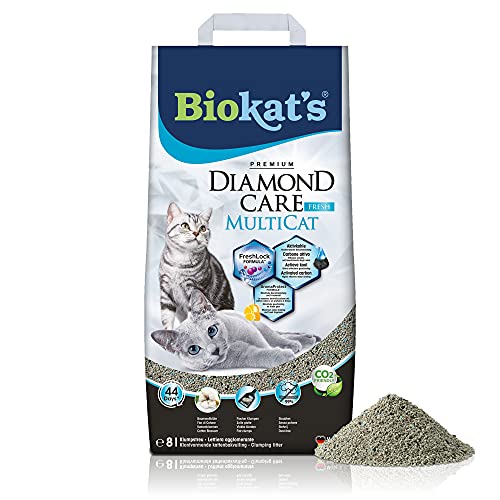 Biokat s Diamond Care MultiCat Fresh Lettiera per gatti con carbone attivo, appositamente sviluppata per famiglie con più gatti
