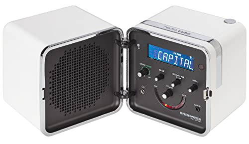 Brionvega - Radio Cubo 50° Anniversario Bianco Neve - Radiosveglia Digitale DAB+ FM, Bluetooth, Display LCD, Batteria ricaricabile al litio