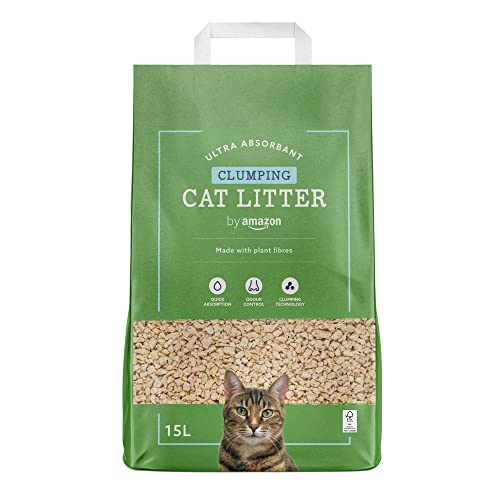 by Amazon - Classic Lettiera per gatti in fibra vegetale, 15 Litri...