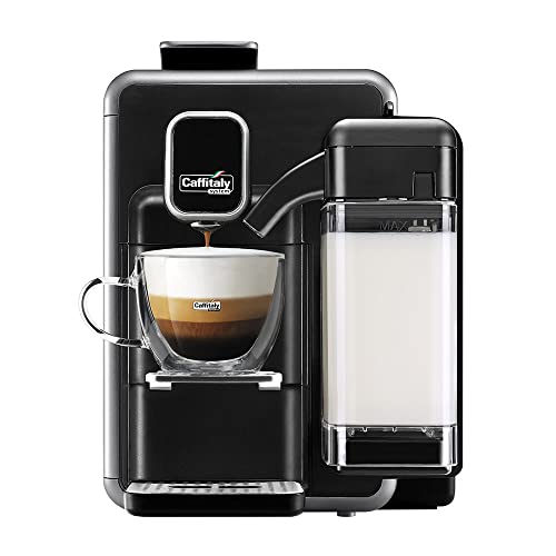 Caffitaly System - BIANCA S22 Macchina da Caffè Espresso per Capsule Originali R-Smart - Montalatte integrato, Poggia Tazze Regolabile, con Sistema a Capsule Originali R-smart, Silver