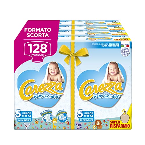 Carezza Baby Comfort Junior | Taglia 5 (11-25 kg) | 128 pannolini...