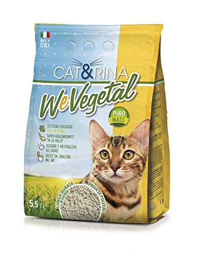 Cat&Rina Wevegetal Lettiera per Gatti al Mais Lettiera Ecologica Vegetale, 5.5 L