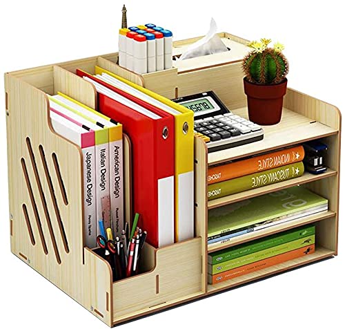 Catekro Portapenne da scrivania ad alta capacità Portapenne   Libreria in legno, 39x29x28 cm (Legno di ciliegio)