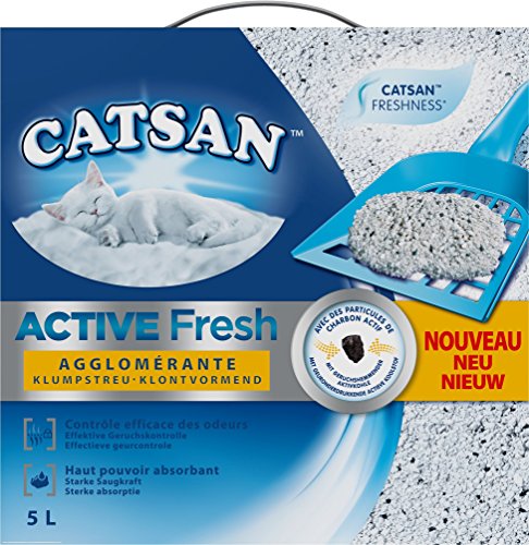Catsan Active Fresh Lettiera Agglomerante per gatto – Controllo degli odori – 5 L