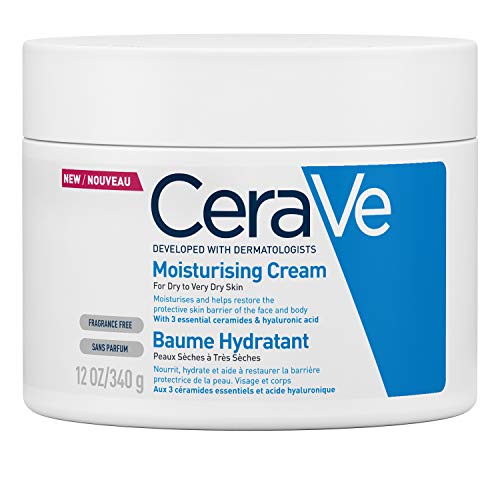 CeraVe crema idratante per pelli da secche a molto secche, con 3 ceramidi essenziali e ialurone 340 g