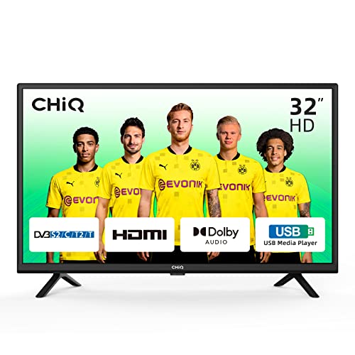 CHiQ L32G5W, TV 32 Pollici (80cm), 2022 Televisori, HD, Tuner DVB-T2 S2, HEVC Main10, LED, USB media player, Dolby Audio