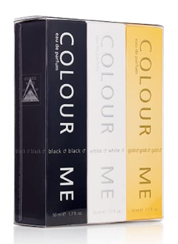 Colour Me Black White Gold Homme - Triple Pack, Fragrance for Men, 3 x 50ml Eau de Parfum, by Milton-Lloyd