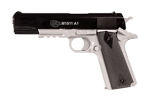 Colt 1911 HPA dual tone airsoft pistol - modello a molla - armamento manuale modalità colpo per colpo - colore: nero argento - materiale: plastica ad alta resistenza metallo - potenza: 0,5 joule