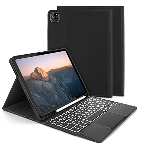Combo Case con tastiera touchpad per iPad Air 5 Air 4 10.9  2022 2020, iPad Pro 11  (1a  2a  3a gen), Tastiera Italiano con trackpad, Retroilluminata, Cover per iPad Air (5a  4a generazione）, Nero