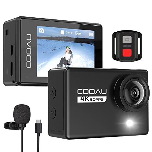 COOAU Action Cam 4K WiFi 24MP Con Flash Lamp Microfono Esterno fotocamera subacquea 40M con Telecomando EIS Stabilizzazione action camera 170° Grandangolare 2 Batterie 1350mAh Accessori