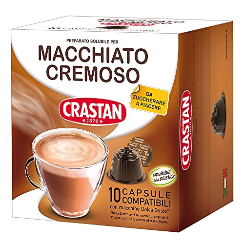 Crastan Capsule Compatibili Dolce Gusto - Caffe macchiato cremoso - 10 confezioni da 10 capsule [100 capsule]